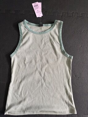 Target Light Sage Ribbed Tank with Mint Trim